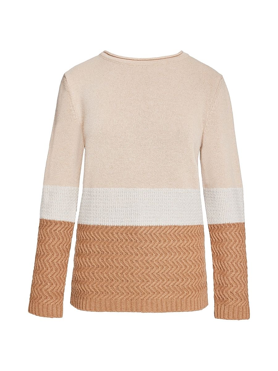 Women's Colorblocked Wool-Blend Sweater - Beige - Size XL