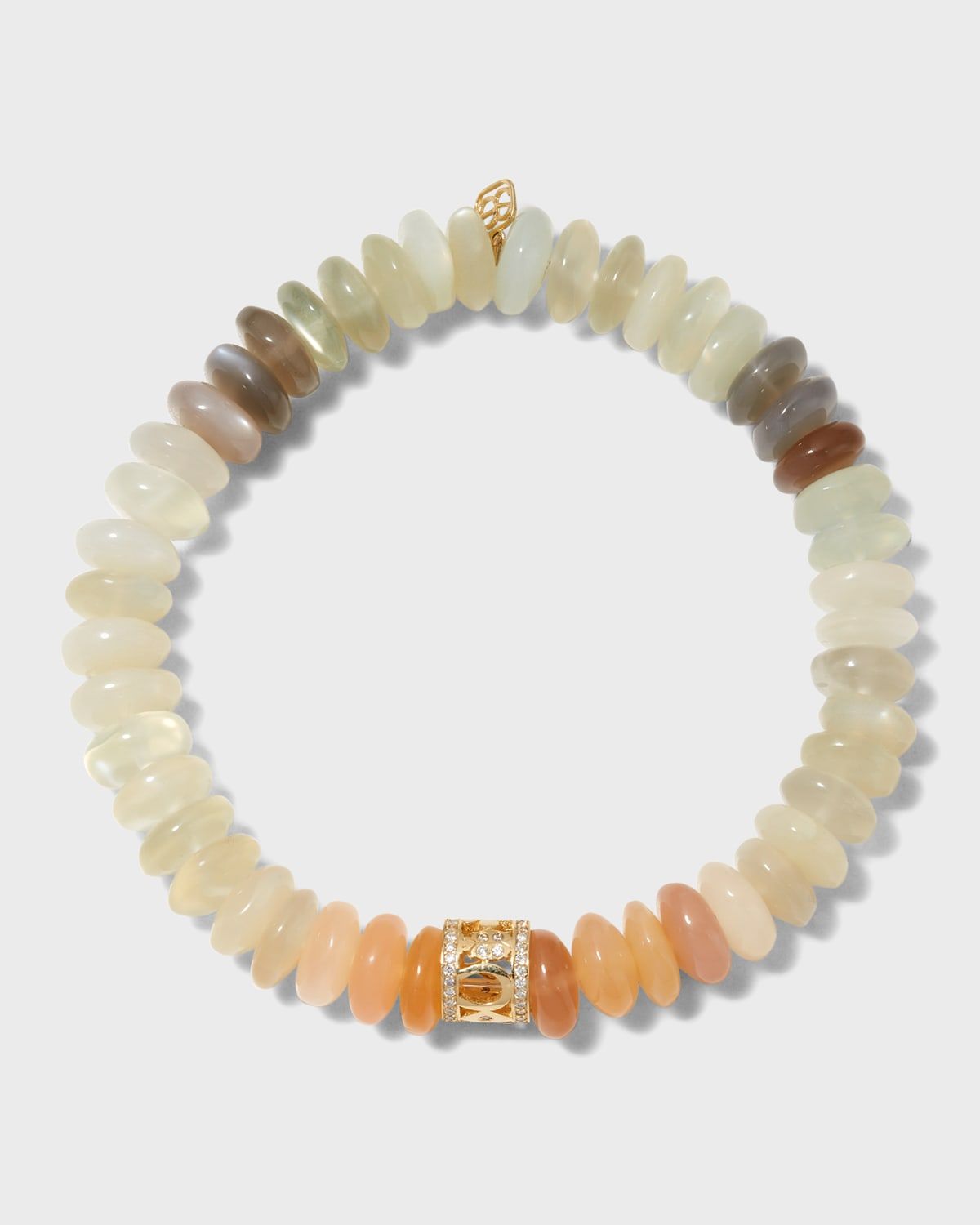 Lucky Rondelle on Multi Moonstone Smooth Rondelle Bracelet