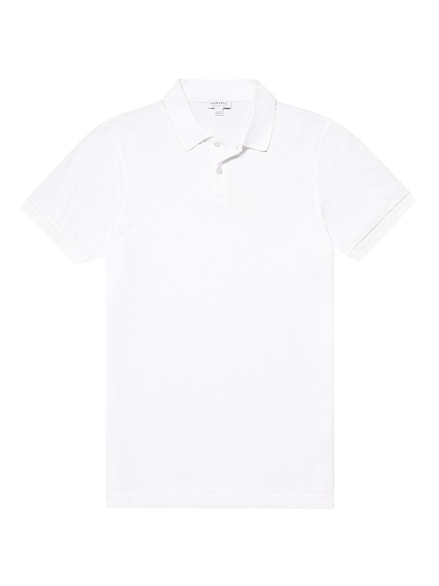 Men's Cotton Piqué Short-Sleeve Polo Shirt - White - Size XXL