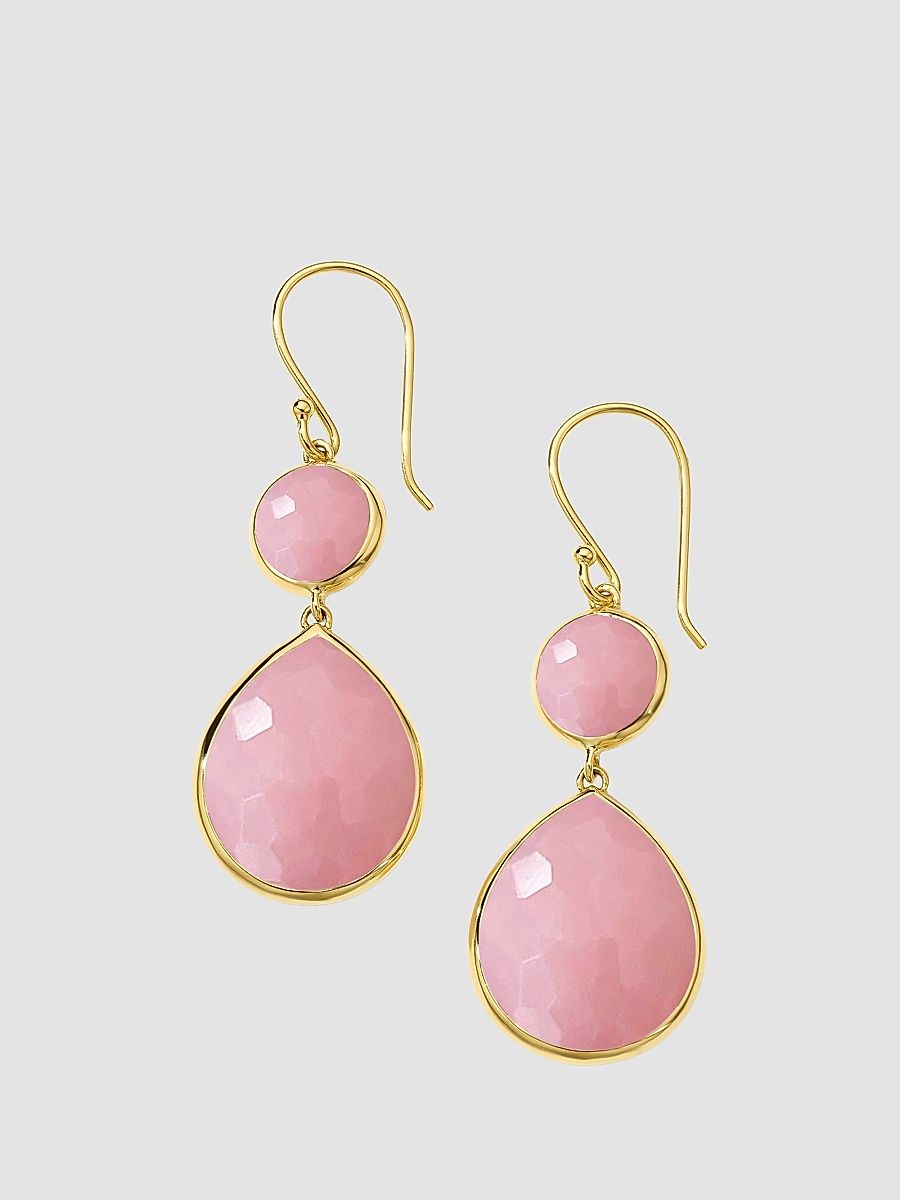 Women's Rock Candy Snowman 18K Yellow Gold & Pink Opal Drop Earrings - Gold