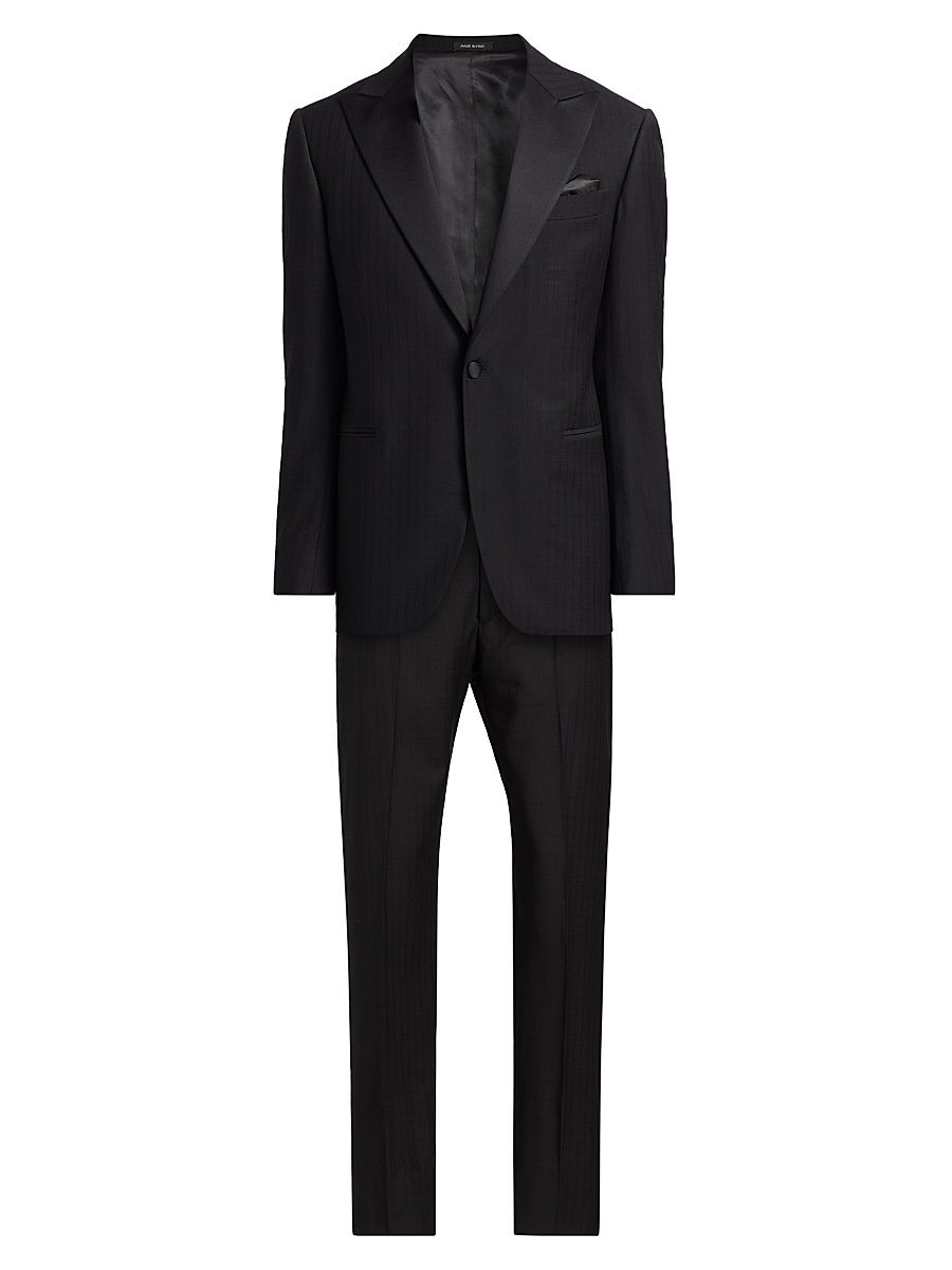 Saks Fifth Avenue Men's COLLECTION Satin Notch Lapel Tuxedo - Black - Size 40