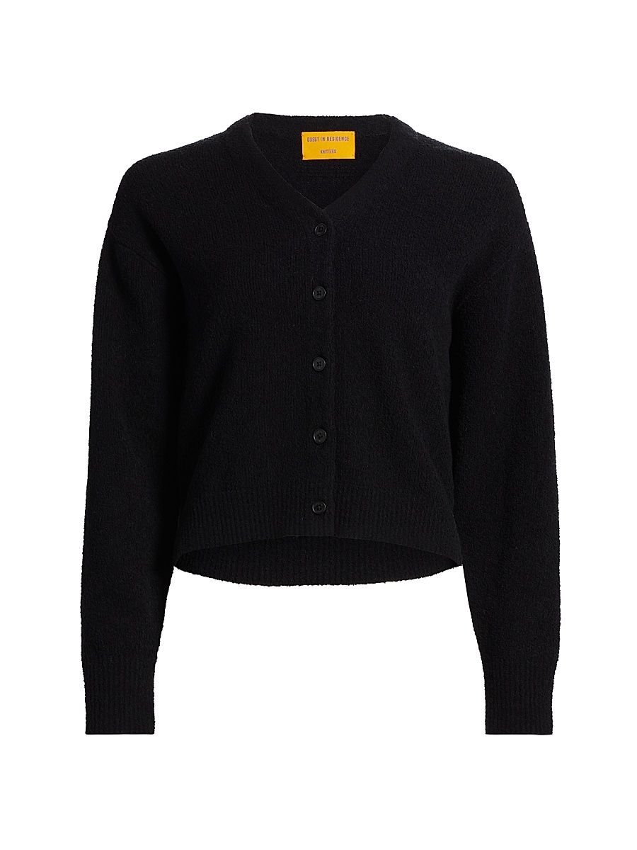 Women's Collegiate Boucle-Knit Cardigan - Black - Size Large