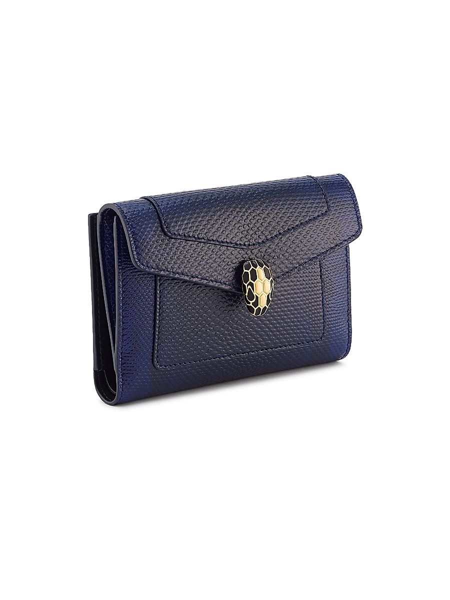 Women's Serpenti Forever Embossed Leather Pochette - Lapis
