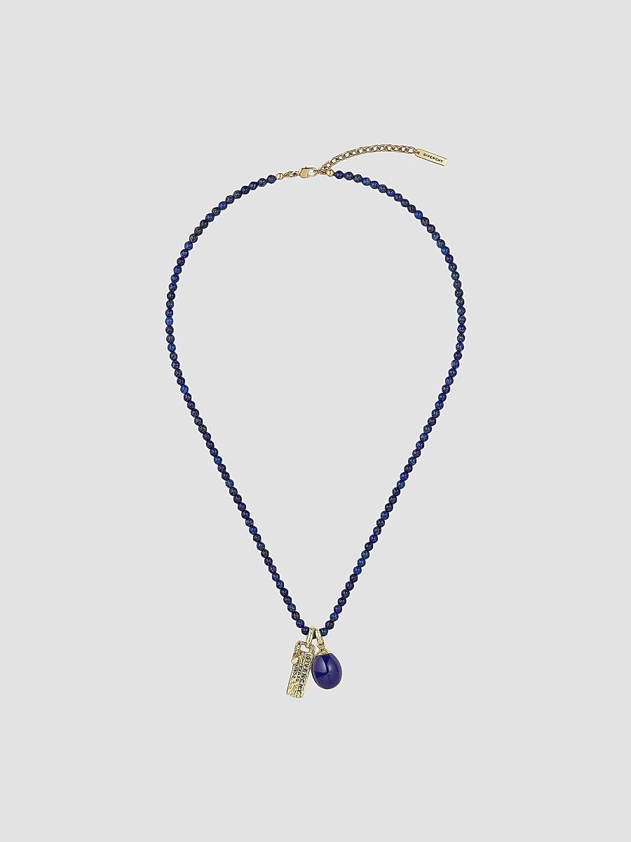 Givenchy Men's Lucky Charms Necklace in Lapis Lazuli - Golden Yellow Blue