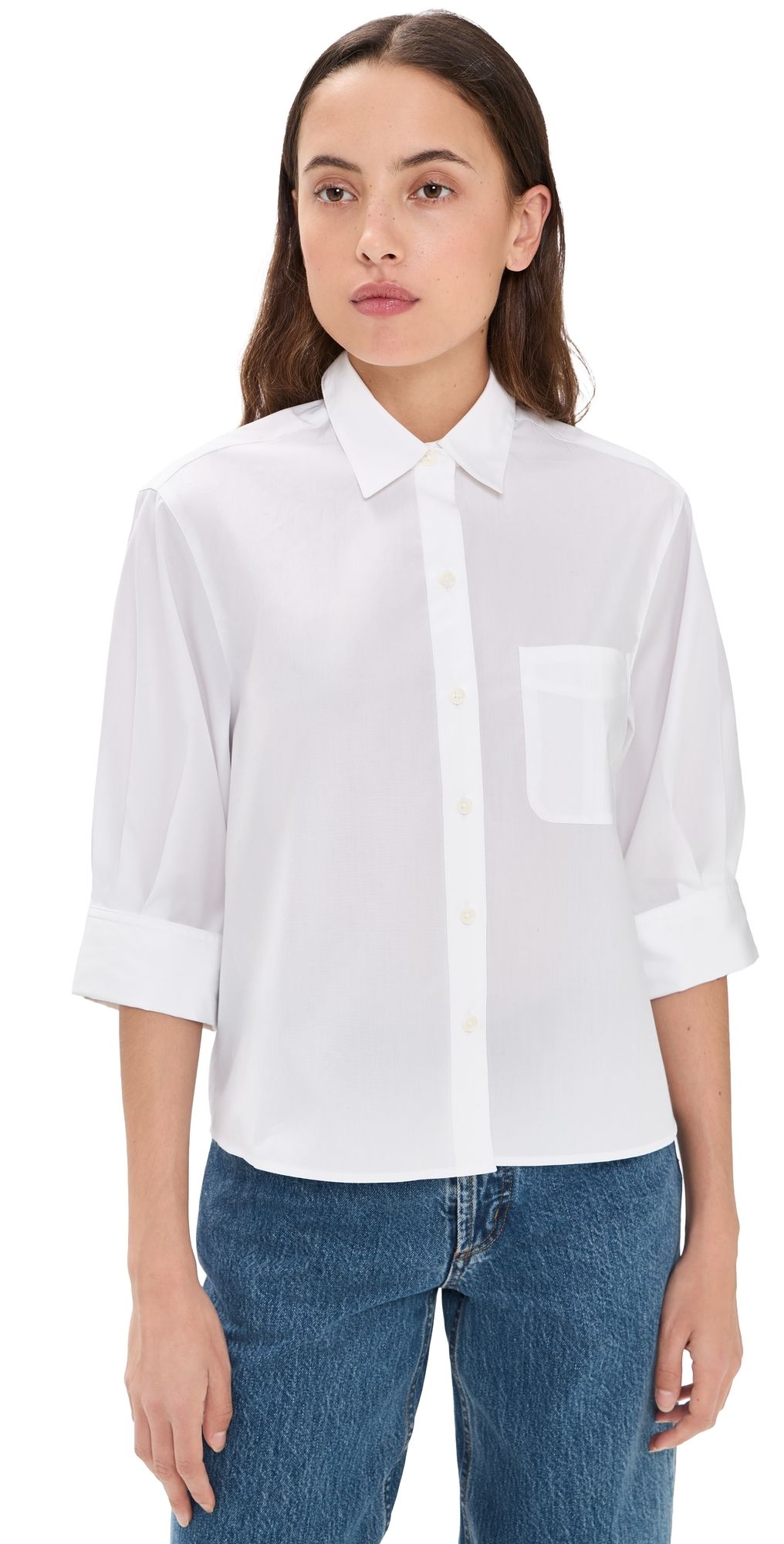 rag & bone Lucia Poplin Button Down Shirt White L