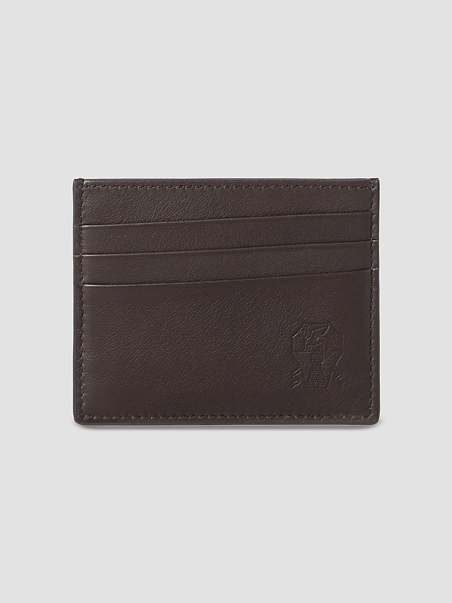 Men's Smooth Calfskin Card Holder - Brown