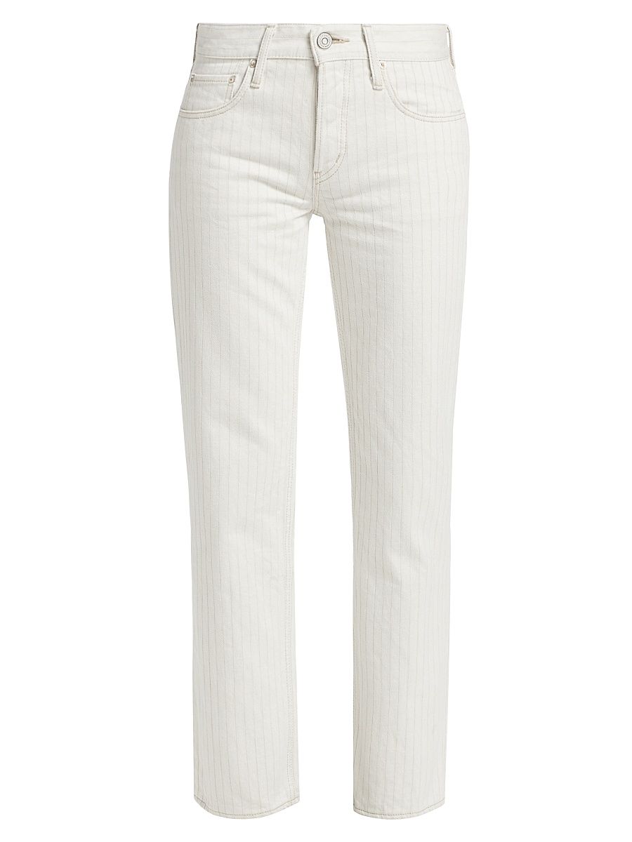 Women's Elmora Pinstriped Straight Jeans - Mix White - Size 29