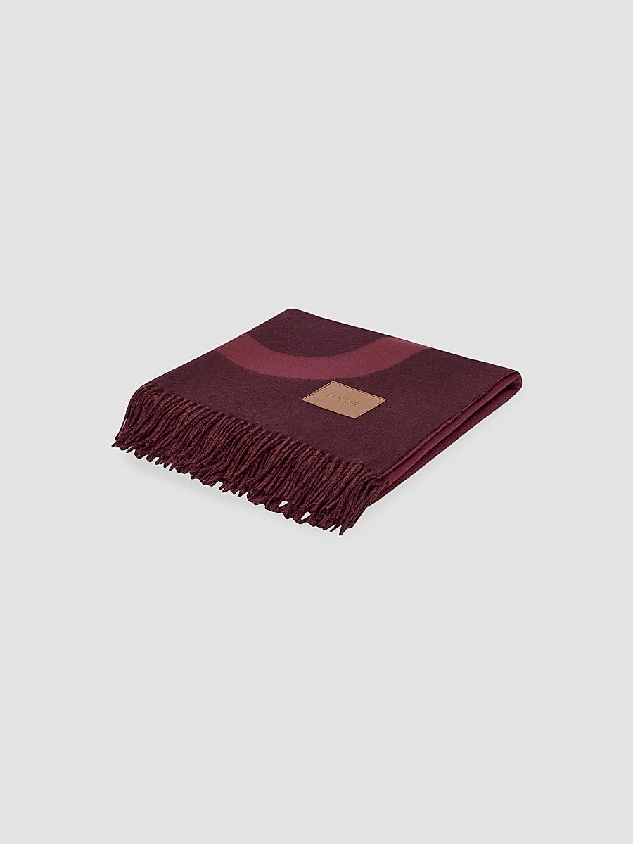 LOEWE Monogram Wool-Cashmere Throw Blanket - Burgundy Mahogany