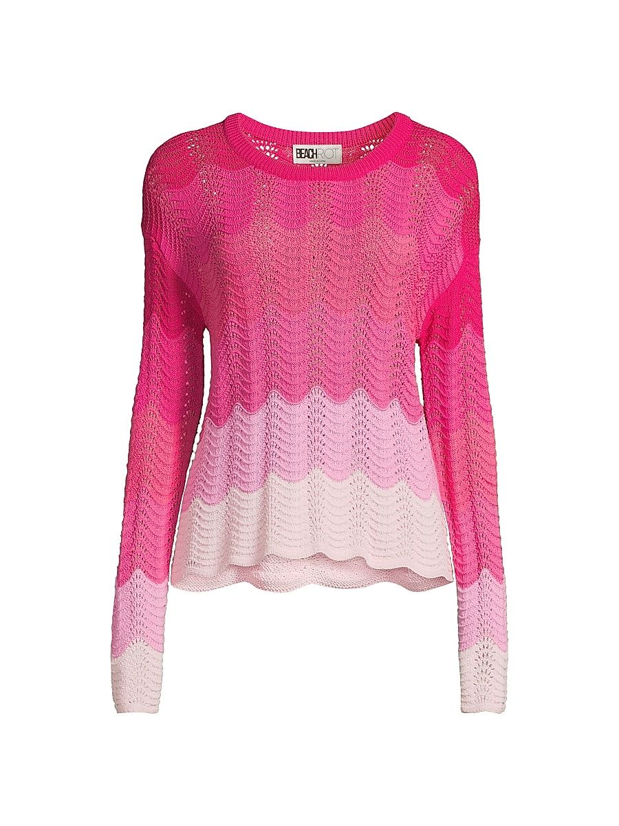 Women's Ombré Beach Sweater - Electric Pink - Size XL