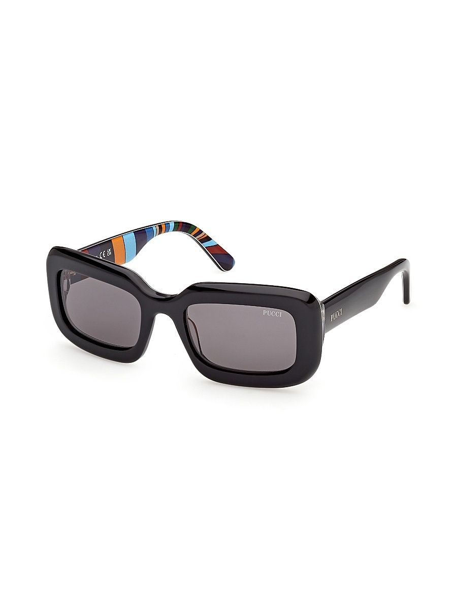 Women's 52MM Rectangular Sunglasses - Black Grey