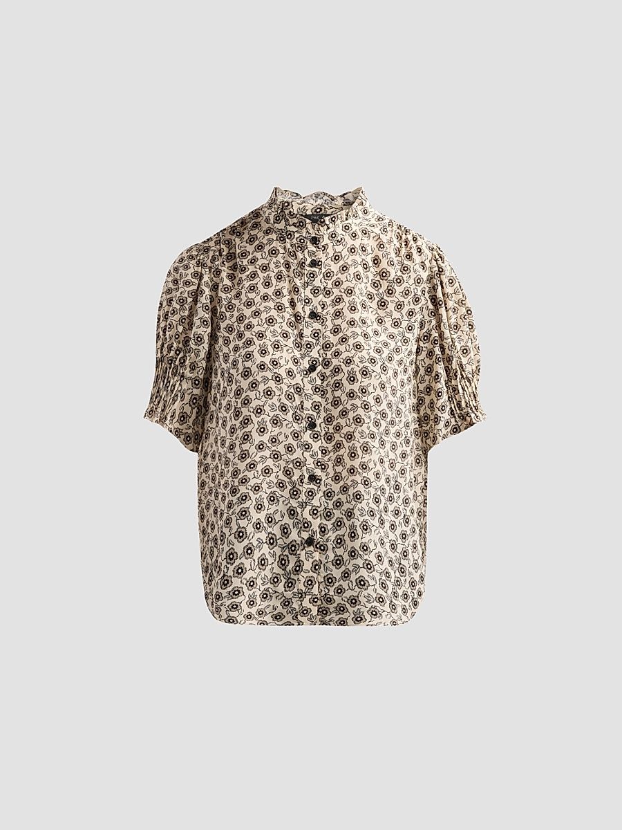 Women's Dakota Floral Silk-Blend Blouse - Cream Floral - Size XS