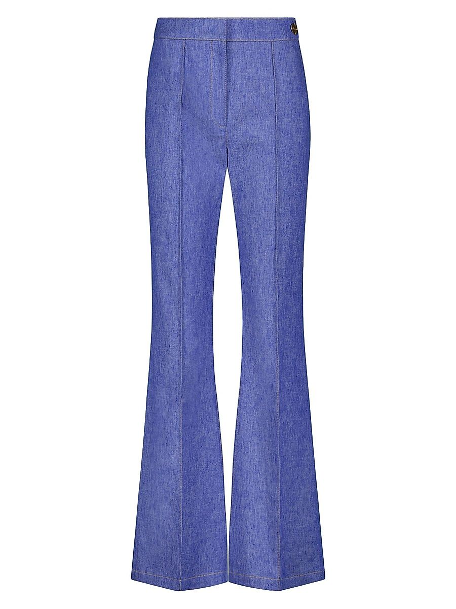Women's Lola Denim Stretch Crepe Cropped Flare Trousers - Vintage Indigo - Size 2