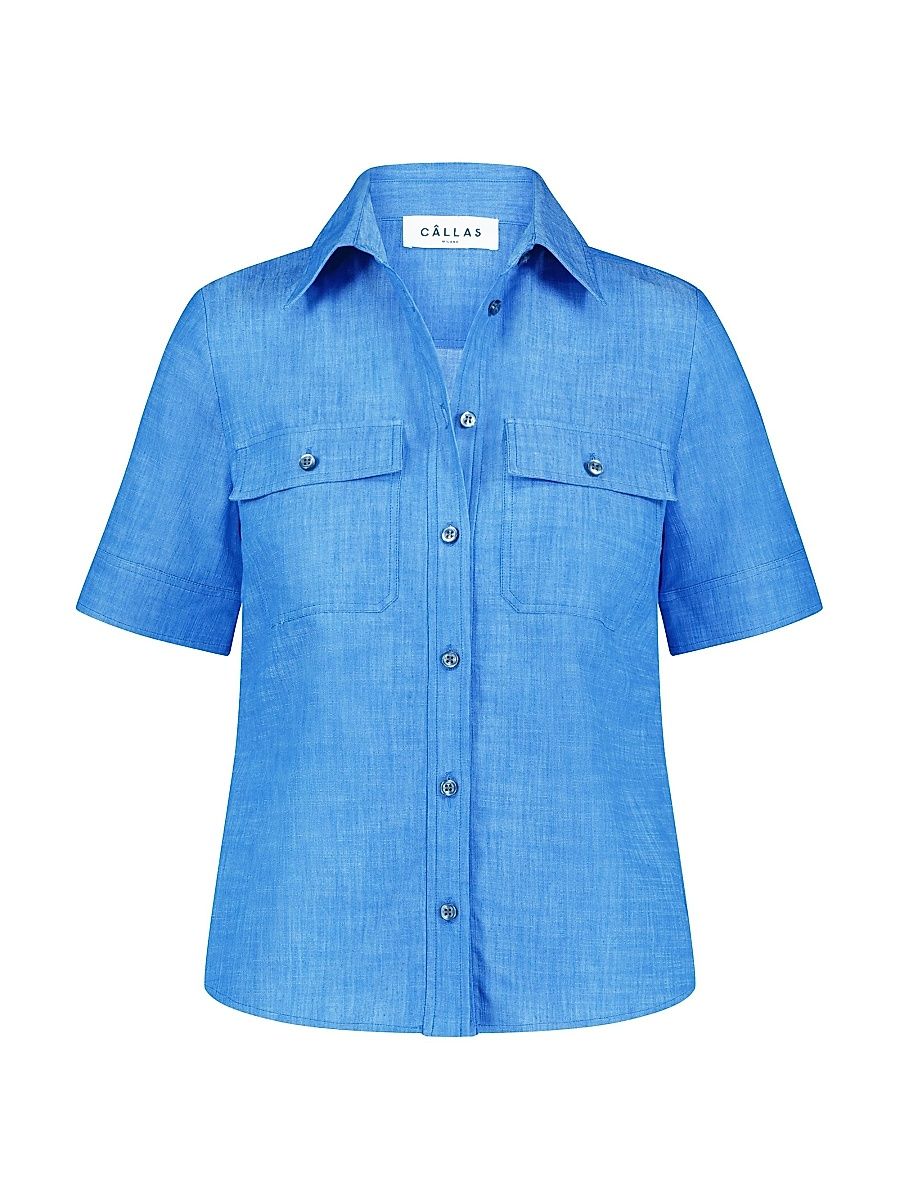 Women's Vesper Stretch Denim Poplin Shirt - Indigo - Size 14