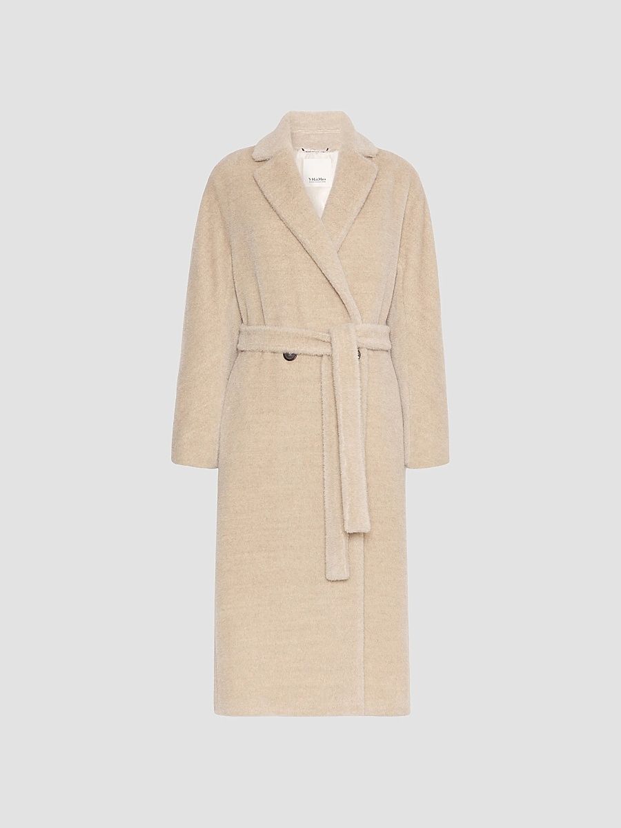 Women's Double Breasted Alpaca and Wool Coat - Albino - Size 12