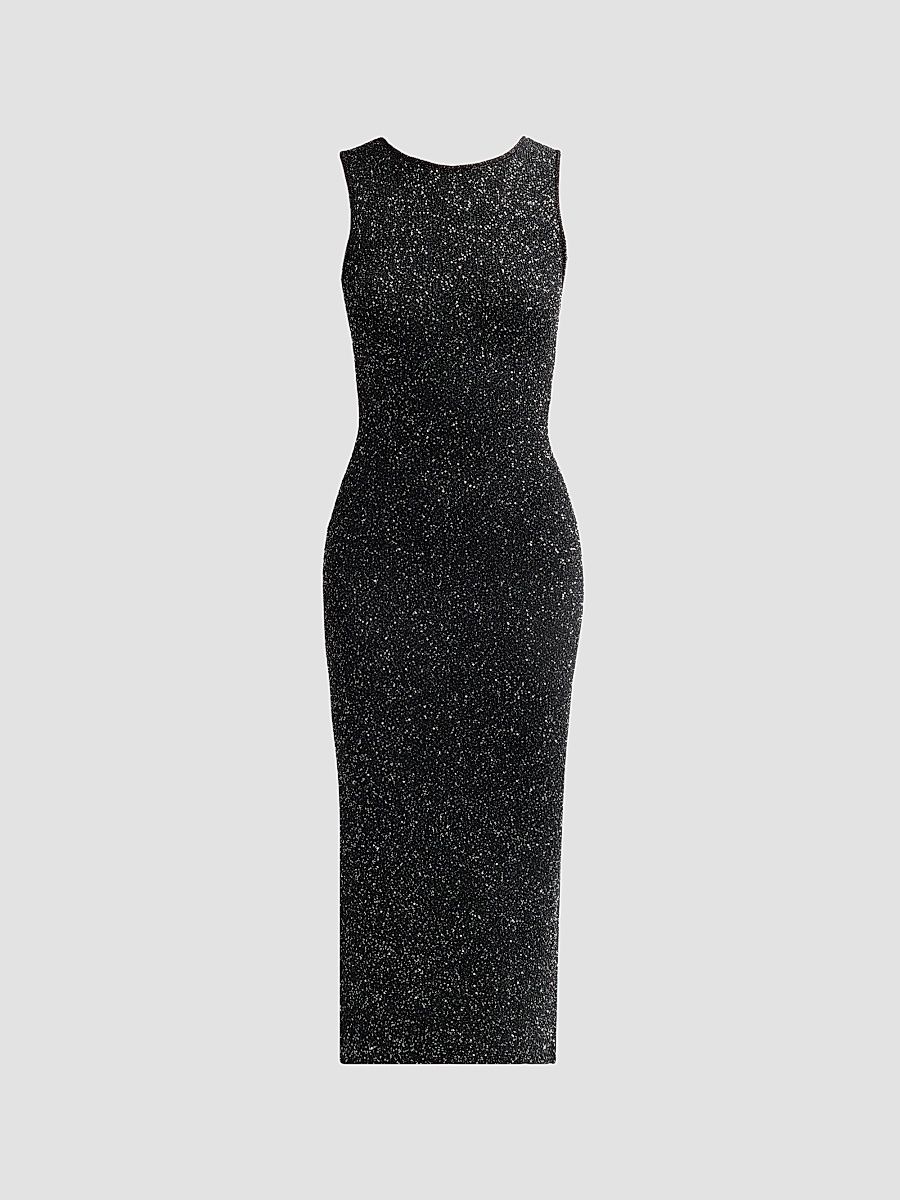 Women's Cleo Low Back Midi Dress - Onyx - Size XL