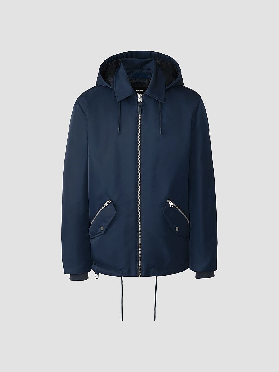 Mackage Men's Legacy Z Rain Jacket - Marine Blue - Size 38