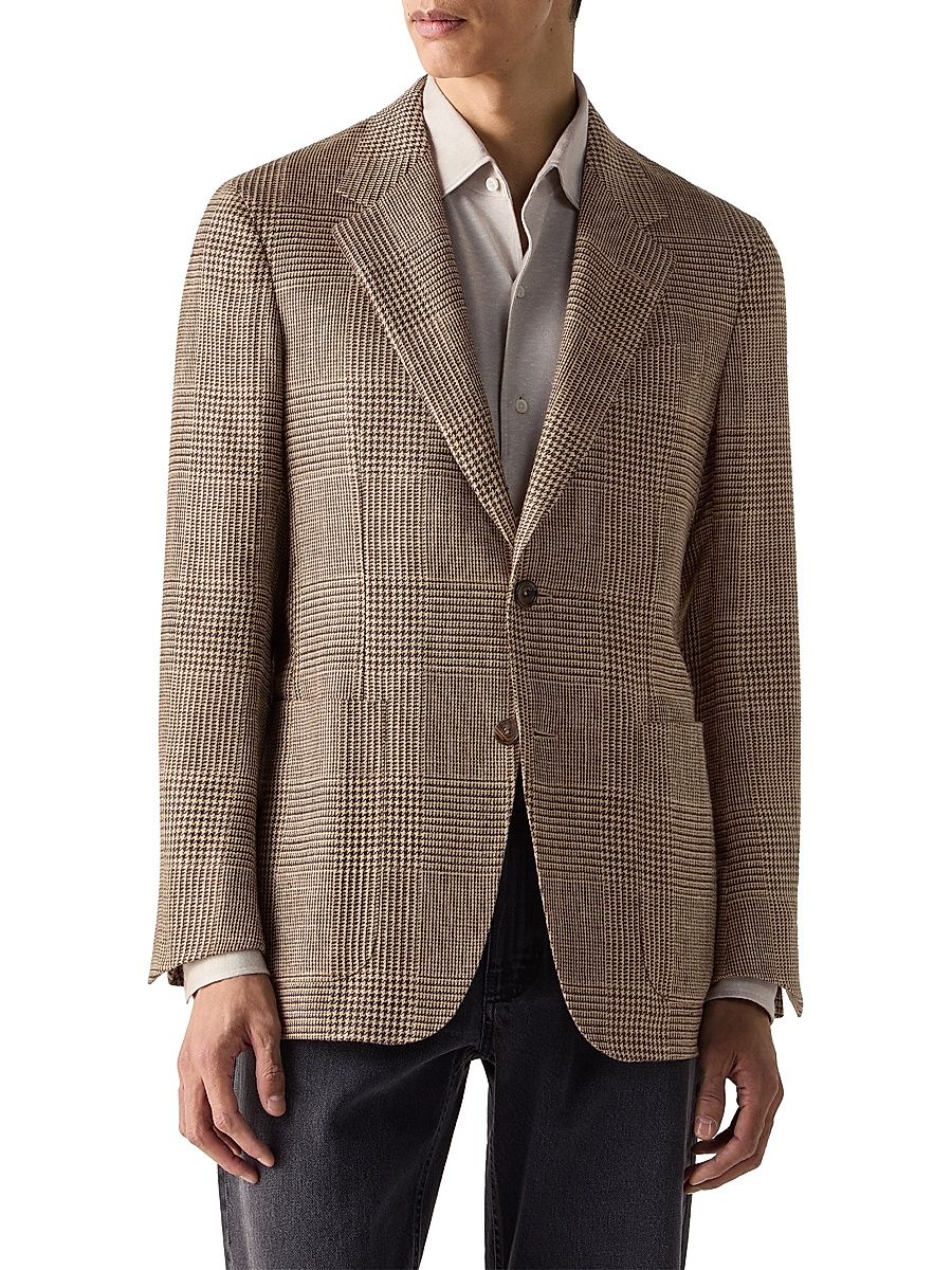Men's Silk-Linen Blend Jacket - Beige - Size 48