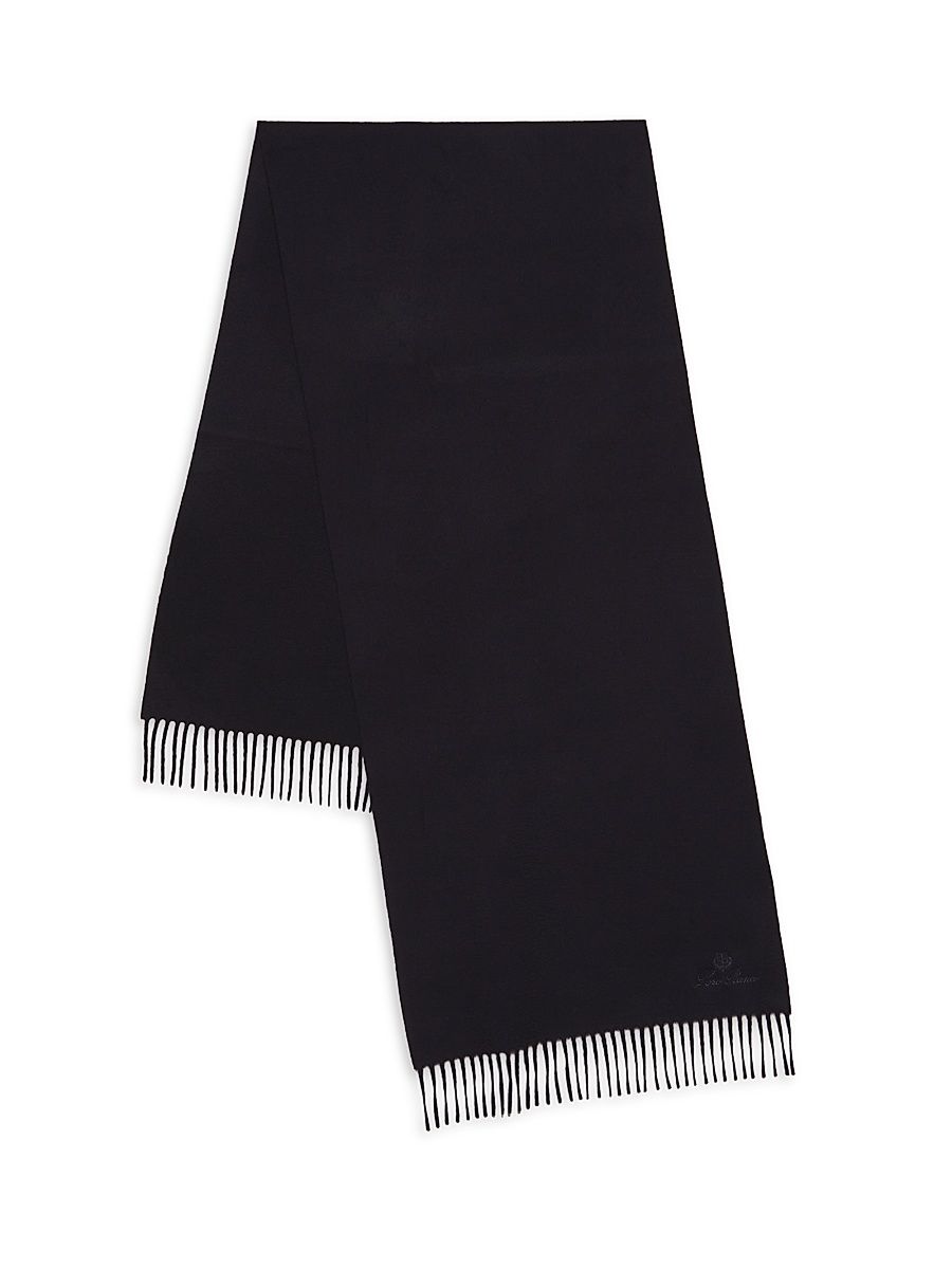 Men's Fringe Cashmere Scarf - Blue Navy