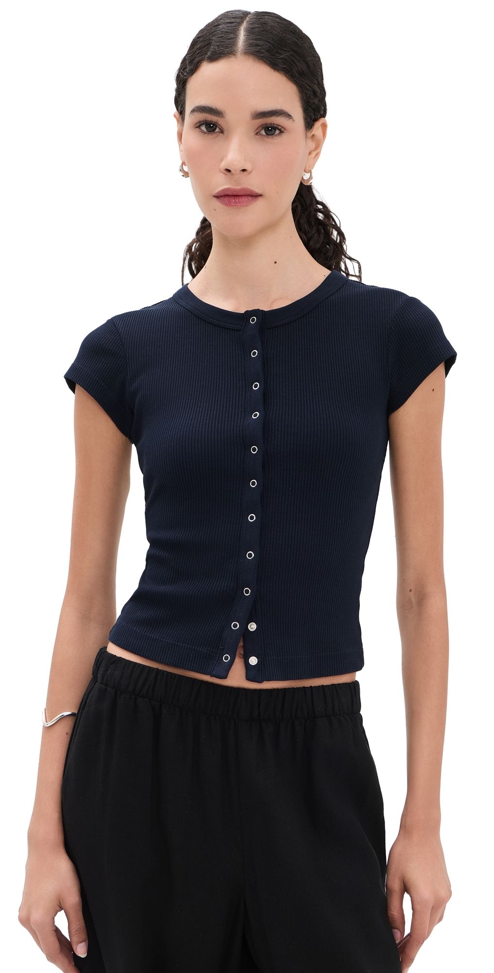 Citizens of Humanity Tabi Short Sleeve Cardigan Navy XS