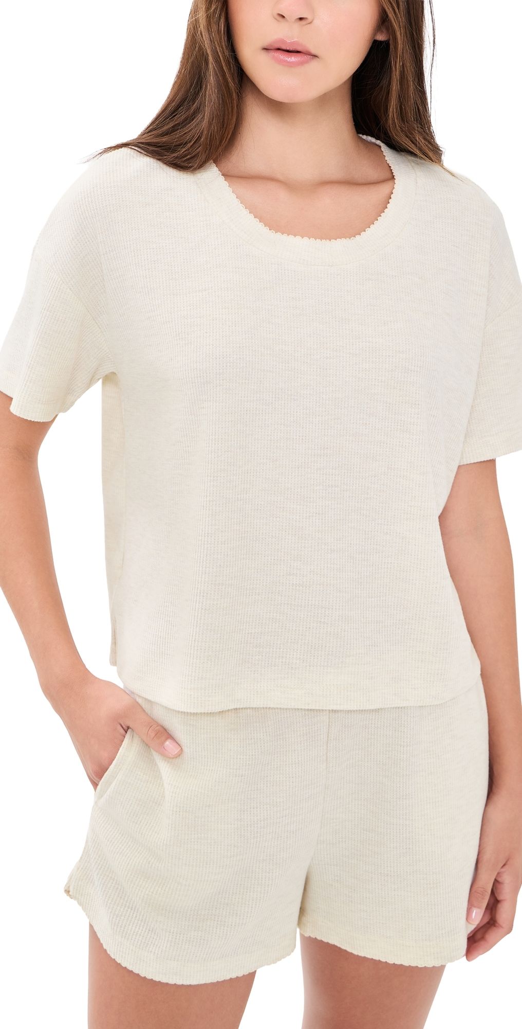 PJ Salvage Weekend Waffles Top Light Oatmeal XS
