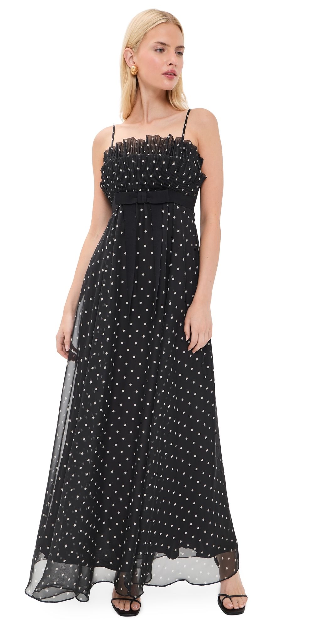 Zimmermann Frill Pleated Midi Dress Black Dot 2