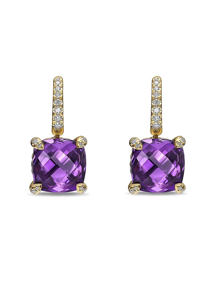 David Yurman Women's Chatelaine Drop Earrings in 18K Yellow Gold - Amethyst