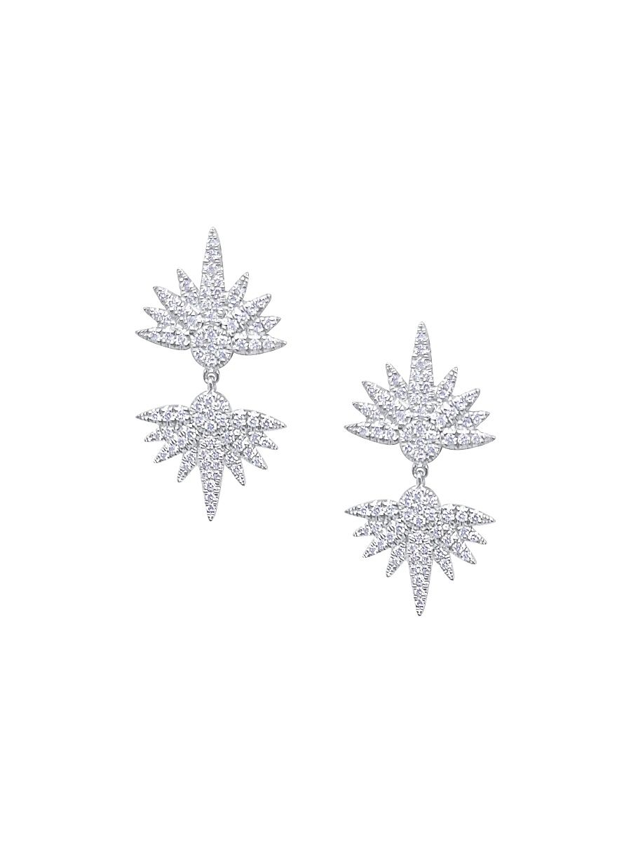 Women's 14K White Gold & 0.68 TCW Diamond Clusters Earrings - White Gold