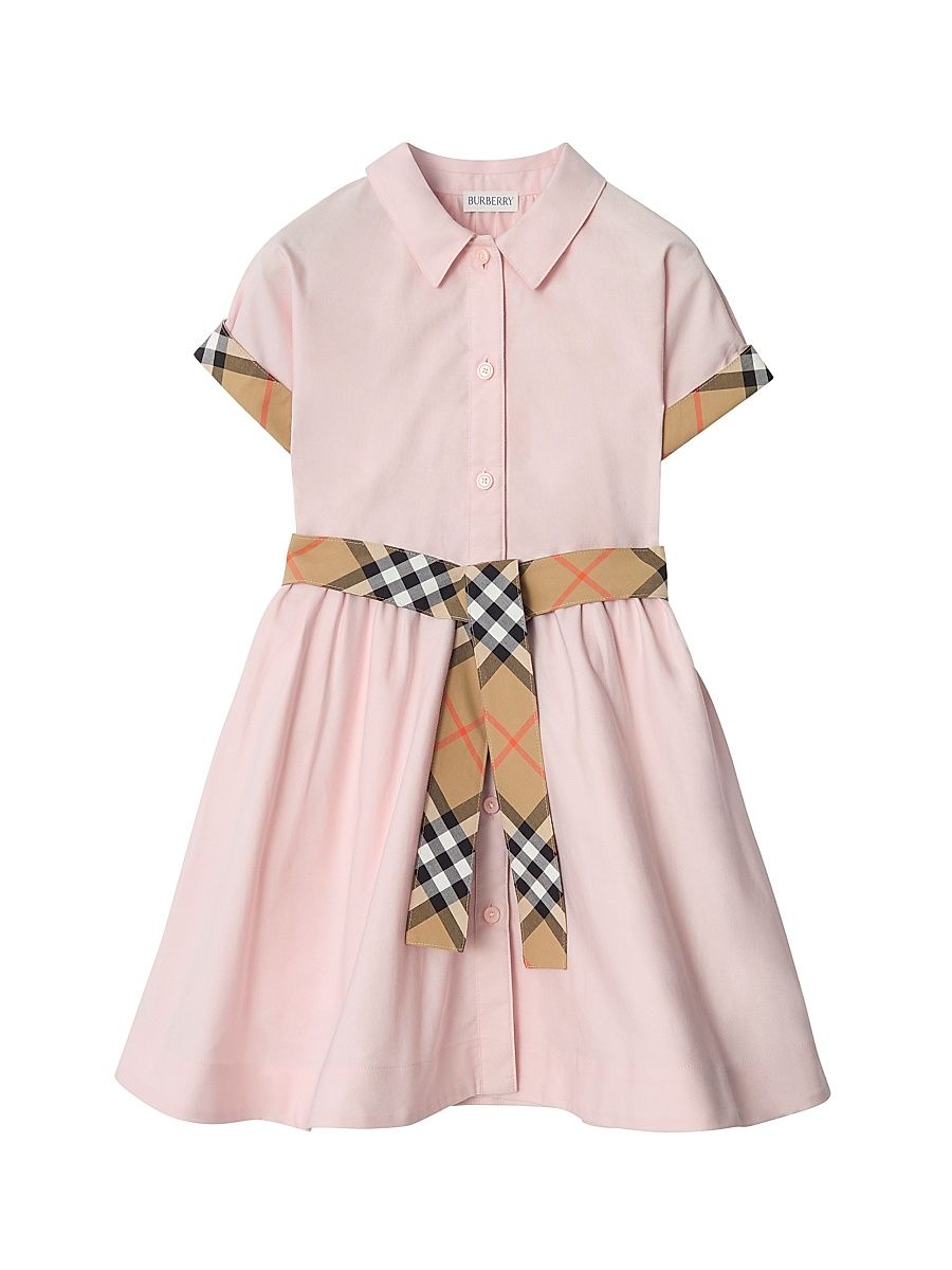 Little Girl's & Girl's Juiliet Check-Trimmed Cotton Shirtdress - Ice Pink - Size 6