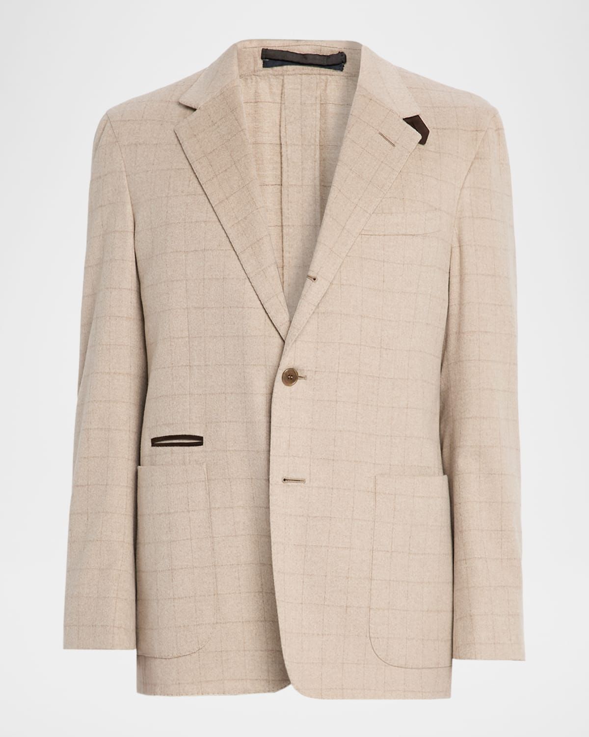 Men & apos;s Suede-Trim Cashmere Windowpane Sport Coat