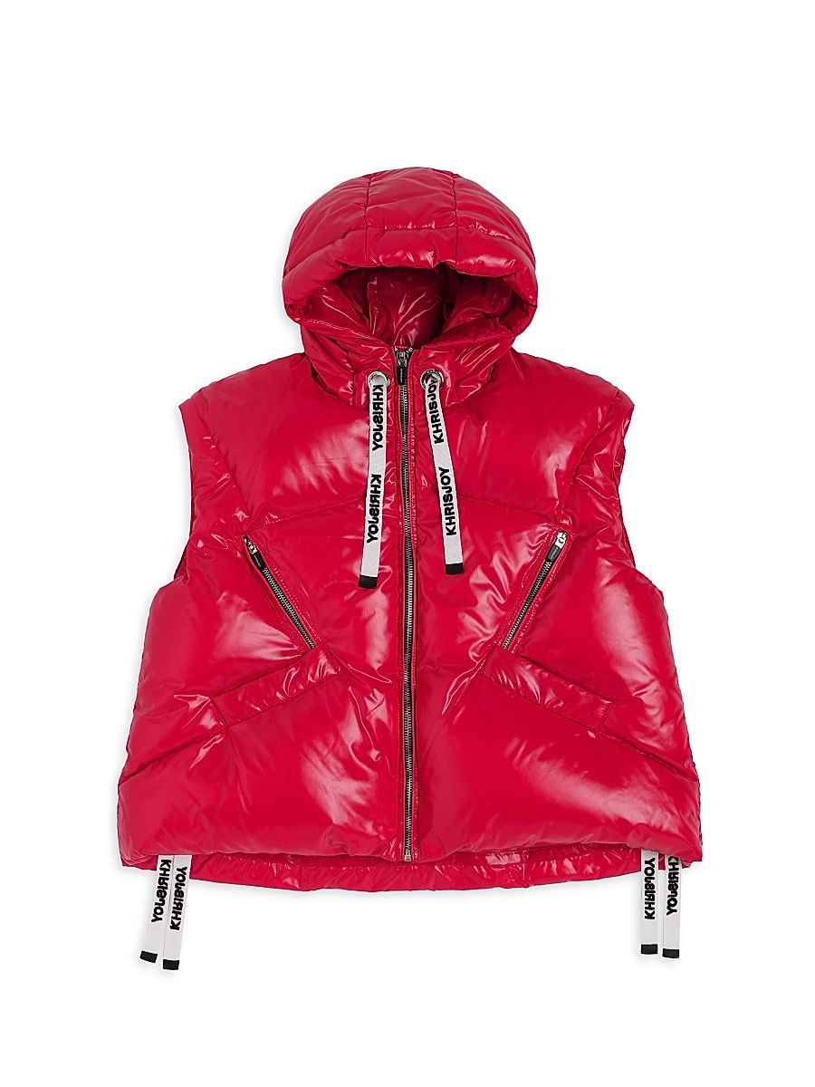 Boy's Puffer Shiny Vest - Fire Red - Size 10