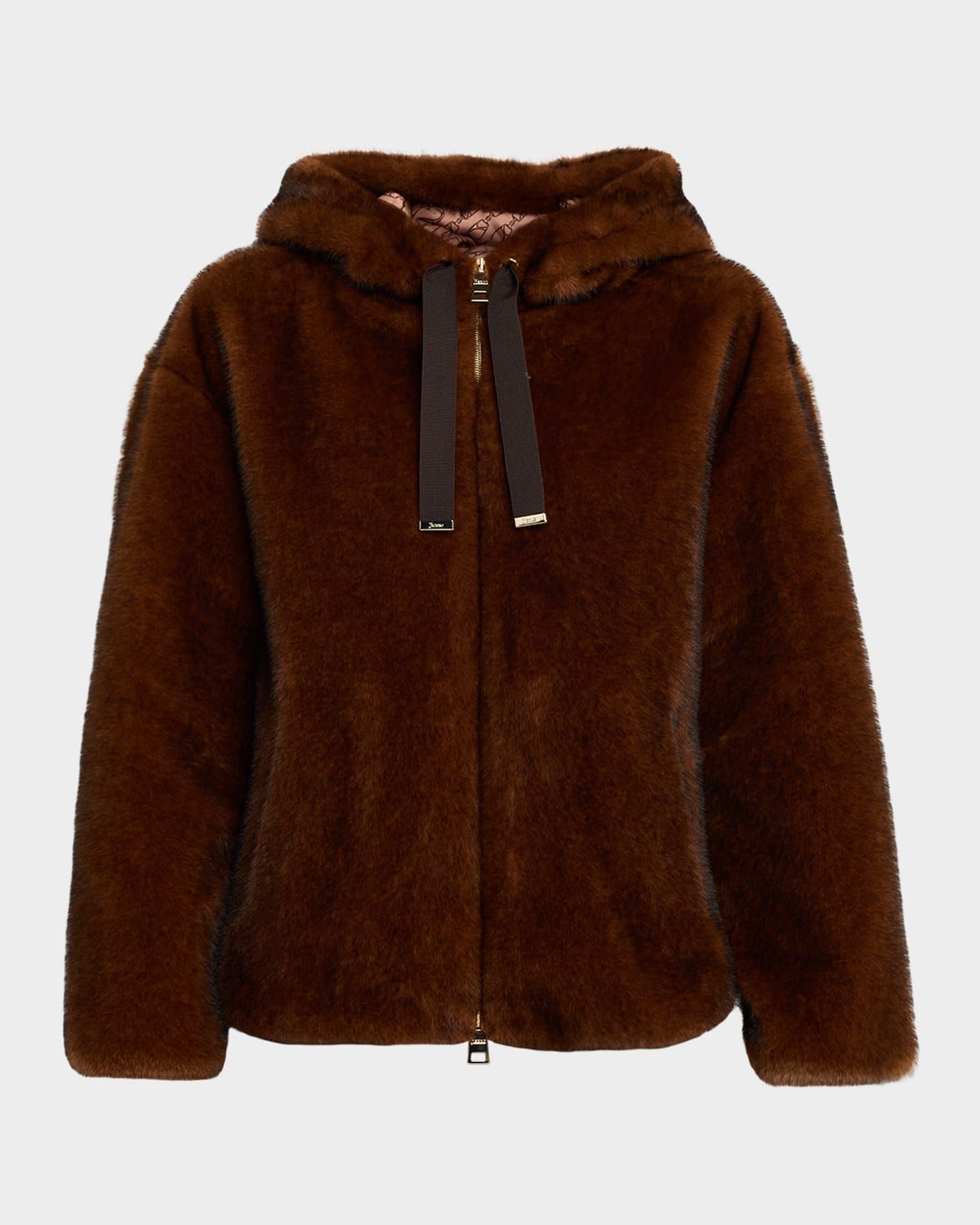 Melange Alternative Fur Jacket with Hood