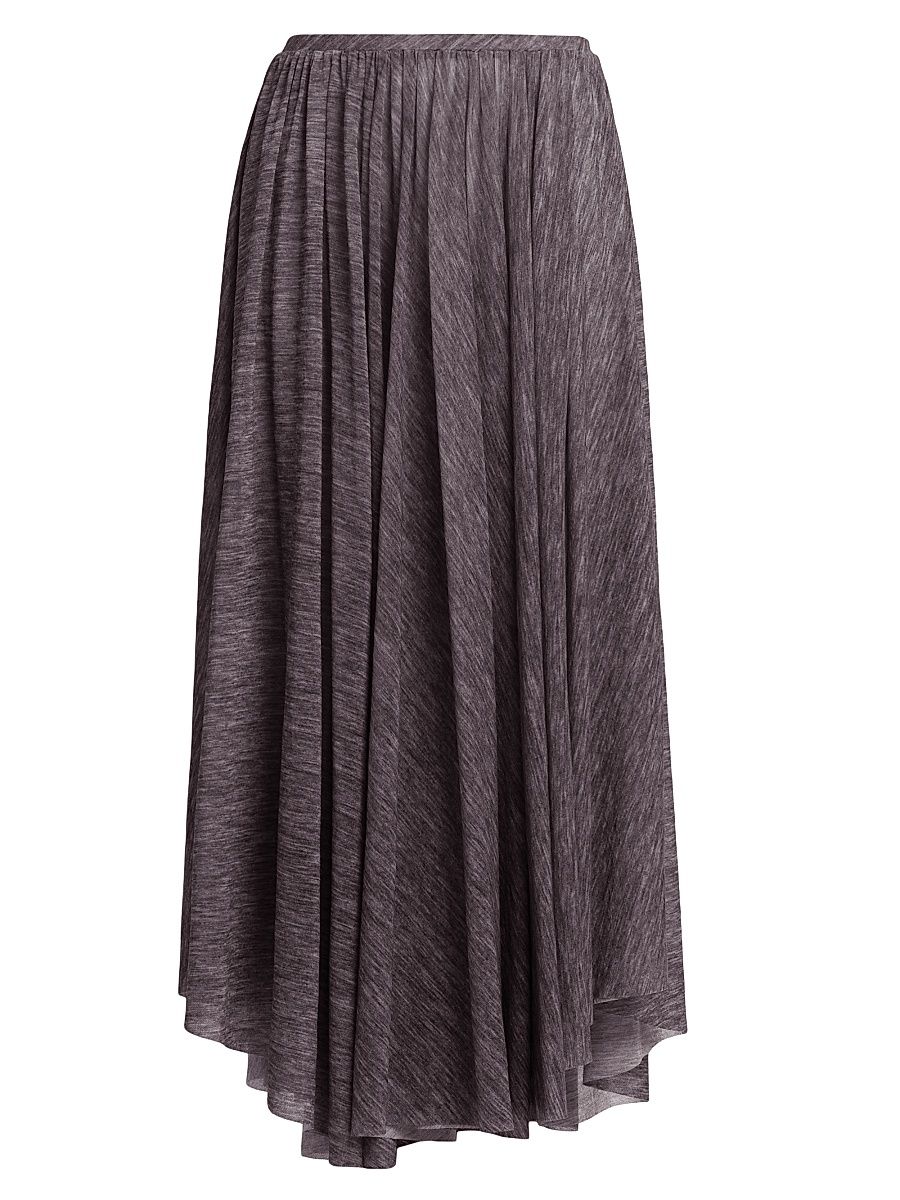 Women's Printed Stretch Tulle Midi-Skirt - Grey - Size 12