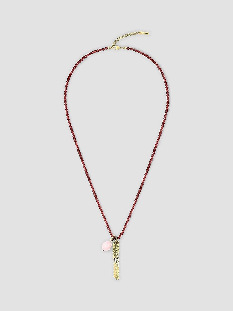 Givenchy Women's Tape Long Necklace in Agate Metal and Quartz - Gold