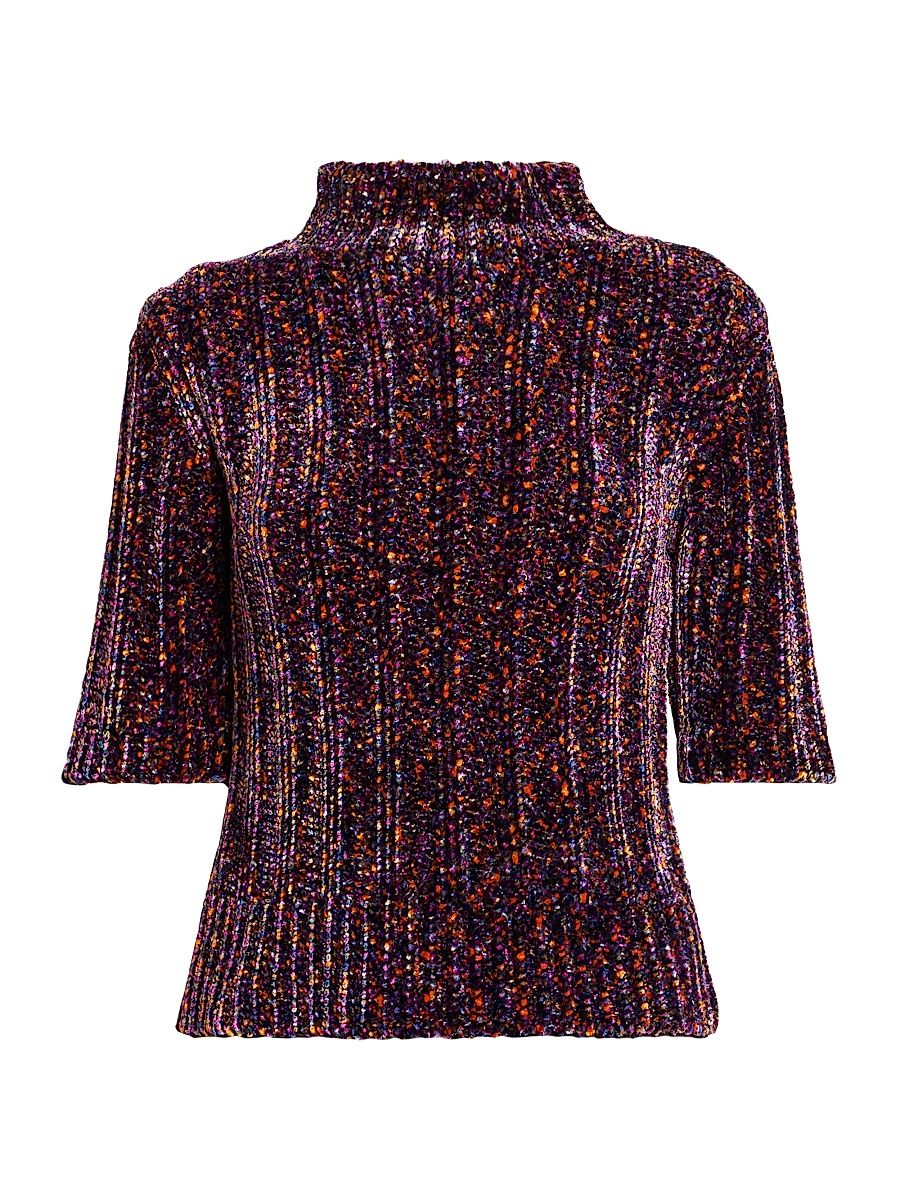 Women's Terri Speckled Knit Top - Purple - Size Medium
