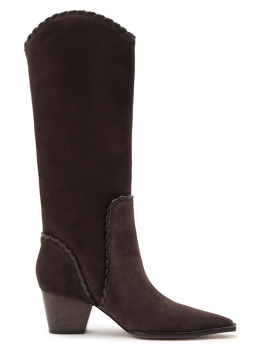 Women's Victoria Saddle 60MM Suede Boots - Dark Brown - Size 11