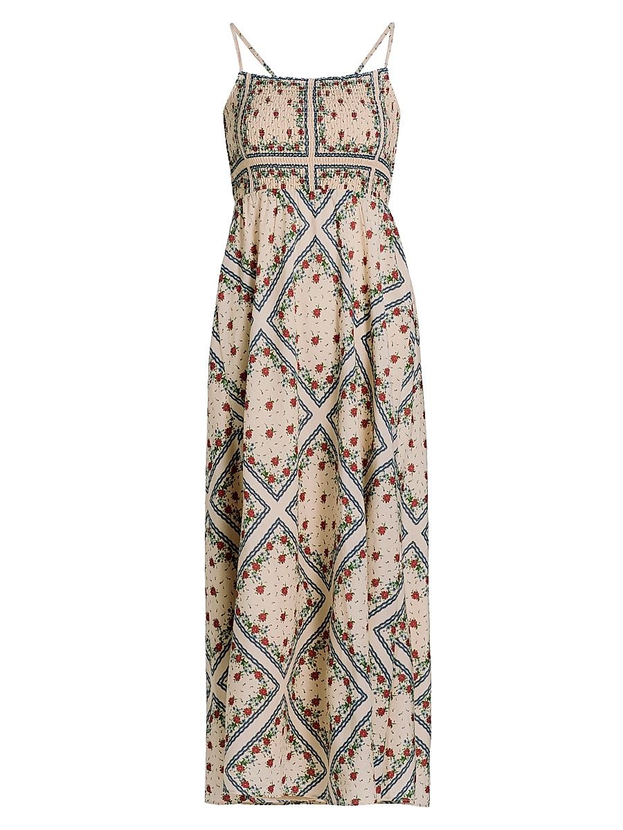 Women's Cecily Floral Cotton-Silk A-Line Midi-Dress - Heirloom Bandana - Size XL