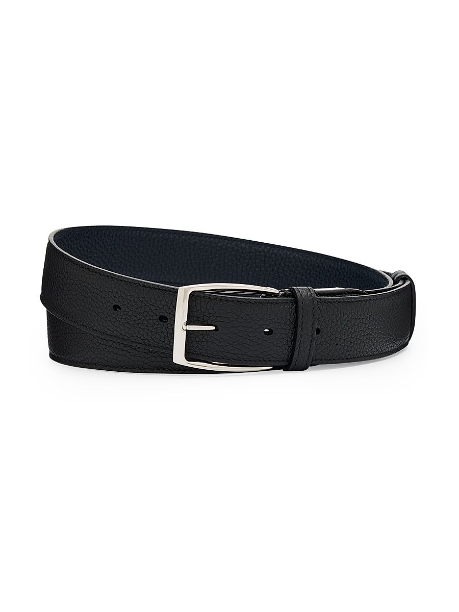 Men's Grained Leather Belt - Black