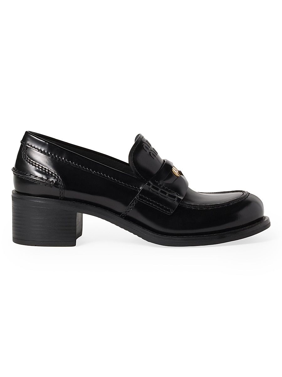 Women's Brushed Leather Loafers - Black - Size 9