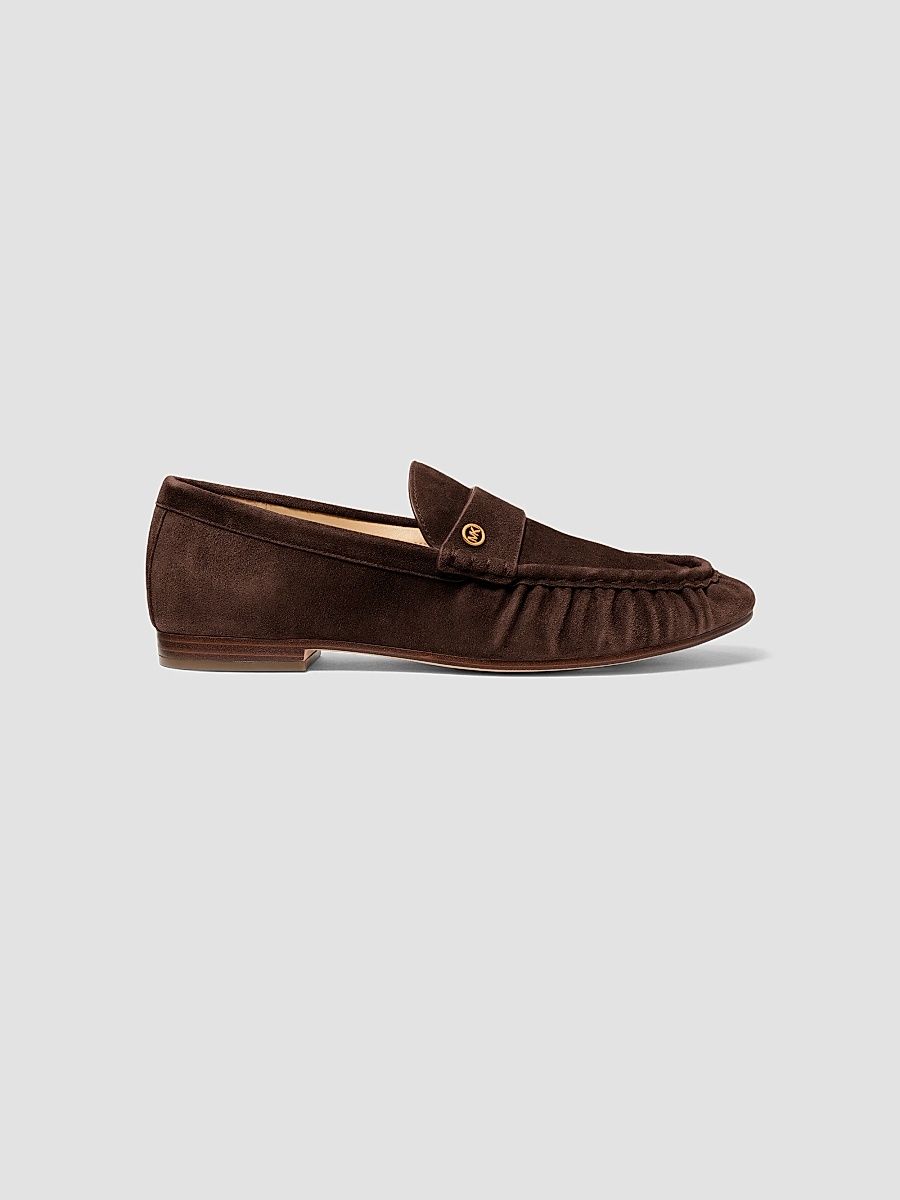 Women's Jennings Ruched Suede Loafers - Chocolate - Size 11