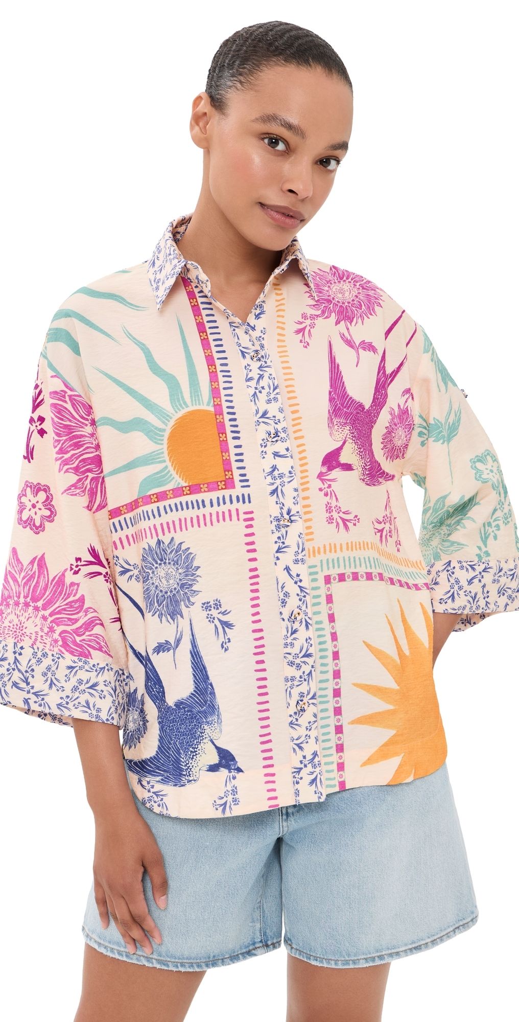 Agua Bendita Chrissy Button Down Shirt Multicolor XS