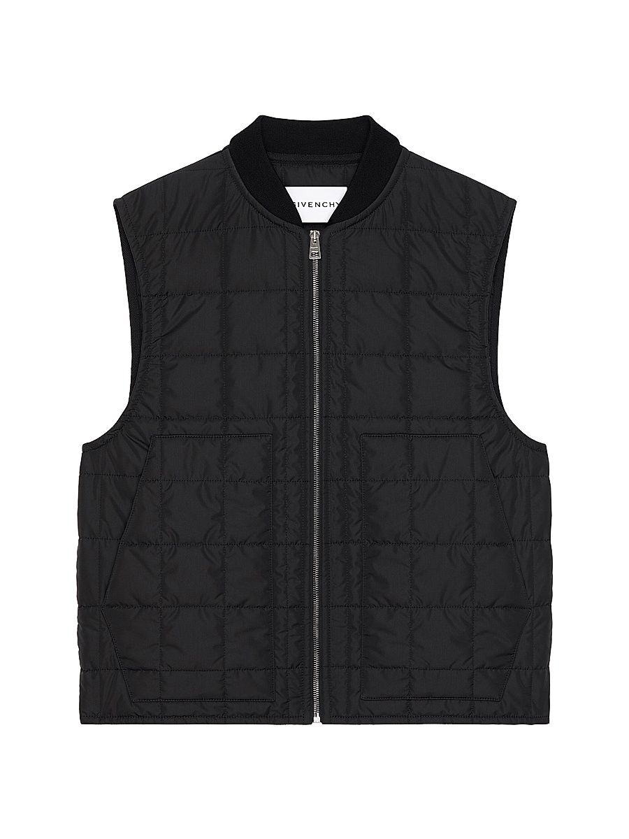 Givenchy Men's Couture Seam Quilted Sleeveless Blouson Vest - Black - Size 46