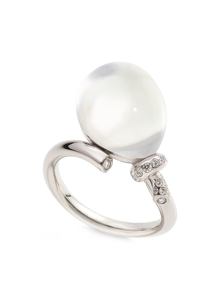 Women's Palloncino 18K White Gold, Rock Crystal, & Multi-Gemstone Ring - White Mother Of Pearl - Size 6