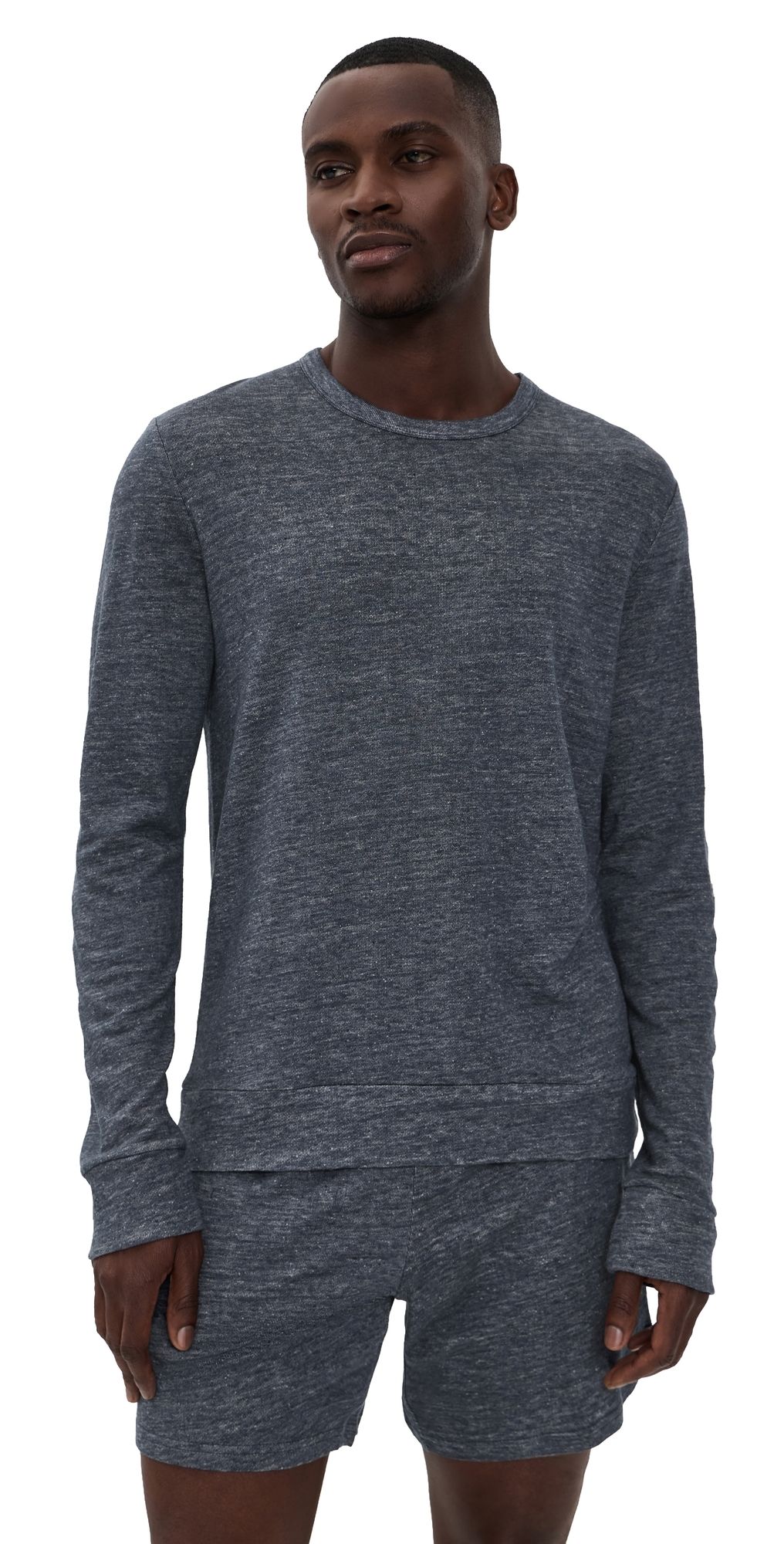 Onia Terry Linen Crew Neck Sweatshirt Washed Navy S