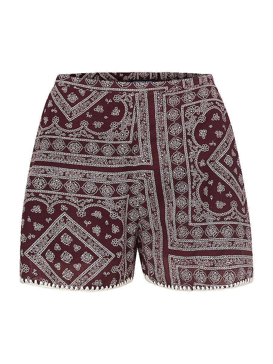 Women's Tennison Printed Cotton-Blend Shorts - Raisin Dove - Size XL