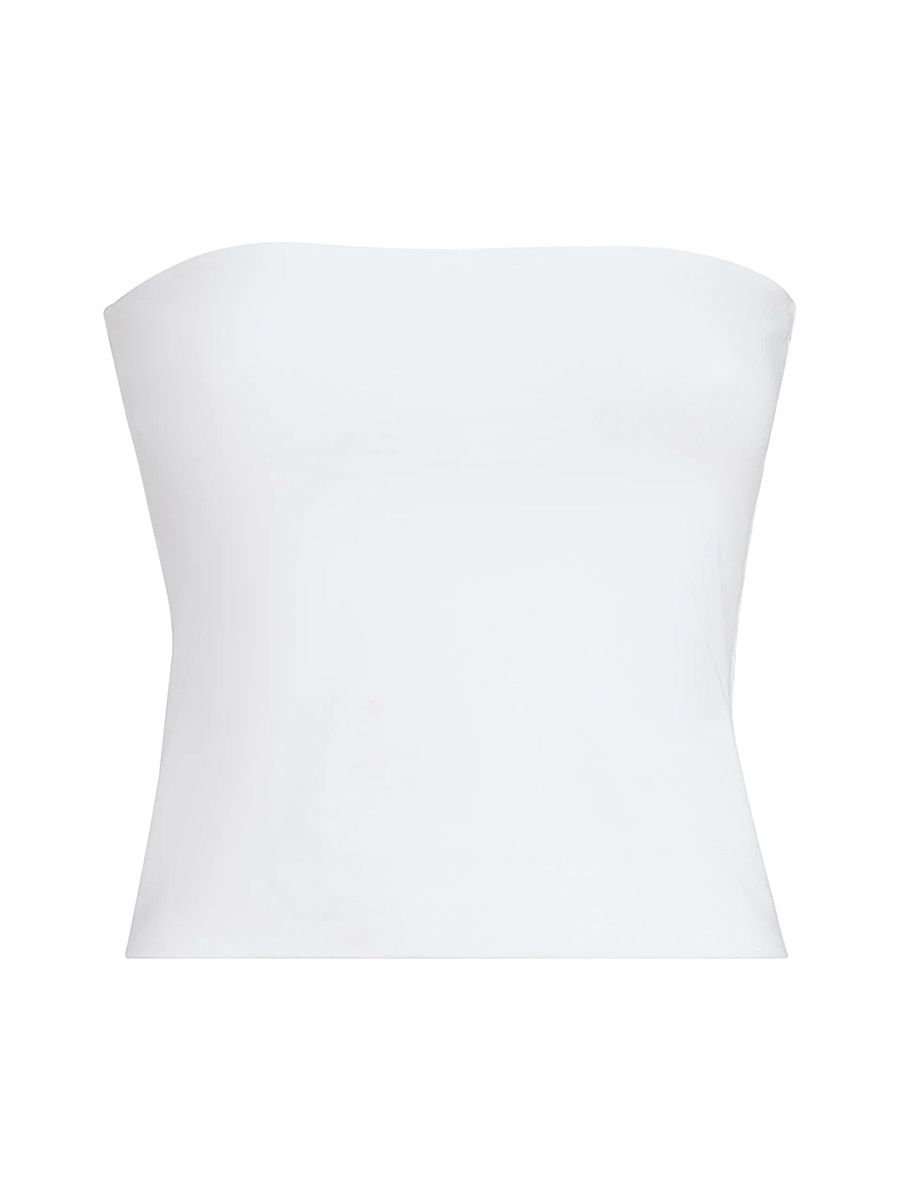 Women's Stretch Cotton Jersey Bandeau Top - White - Size Medium