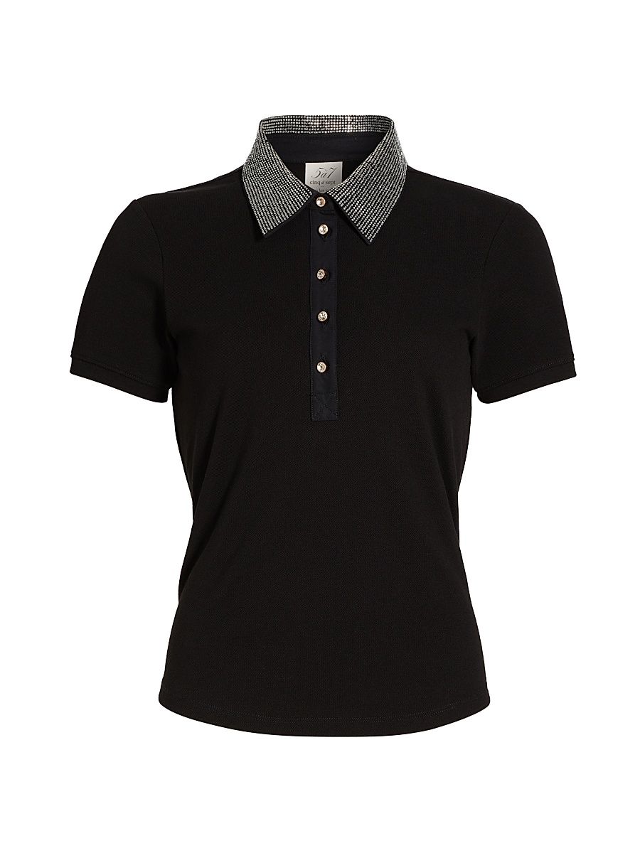 Women's Rupi Embellished Collar Top - Black - Size Small