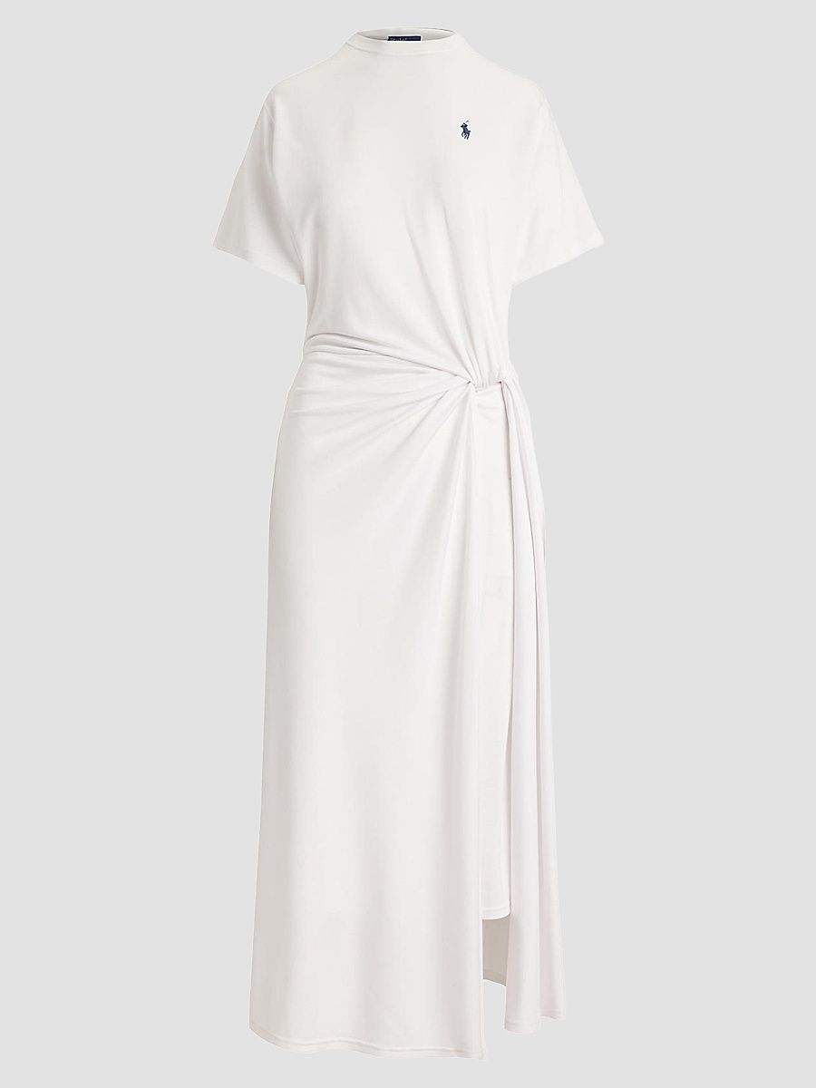 Women's Twist-Detail T-Shirt Midi Dress - White - Size Large