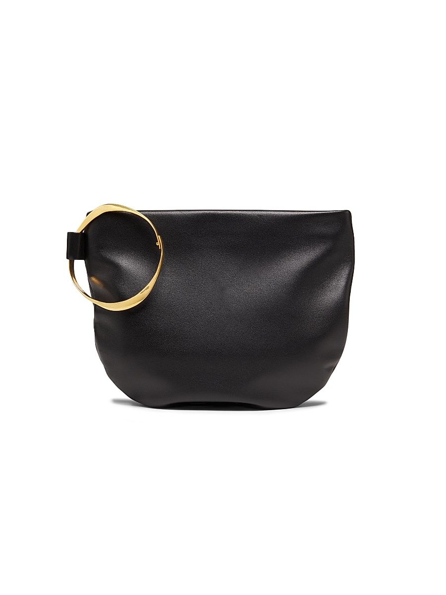 Women's Geo Leather Bracelet Clutch - Black Ang