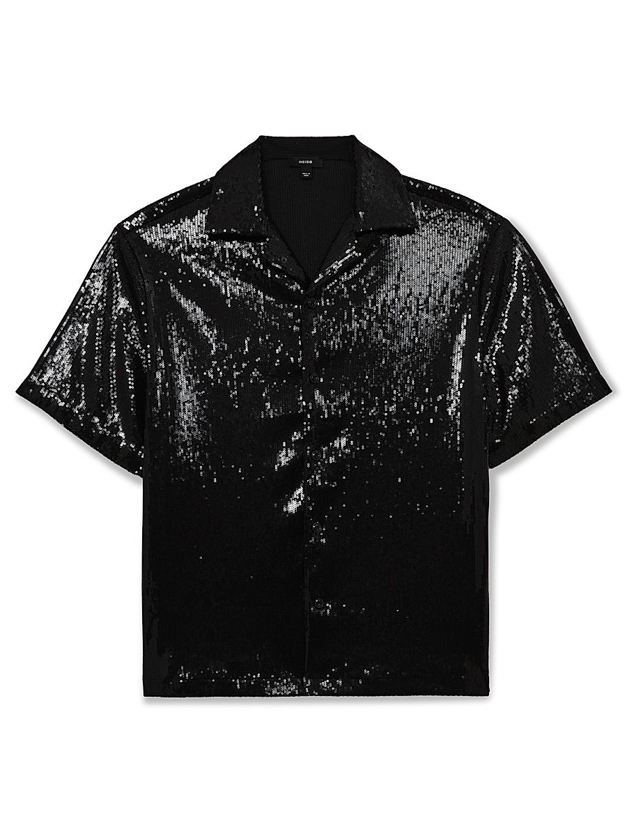 Men's King Sequined Shirt - Black - Size Large