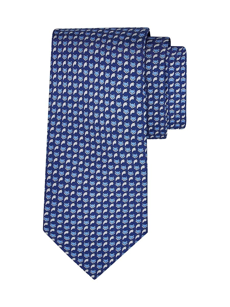 Men's Alda Animal-Print Silk Tie - Navy
